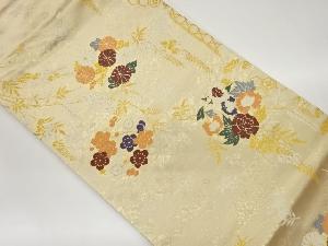 花丸文に枝垂れ桜・籠目模様織出し名古屋帯